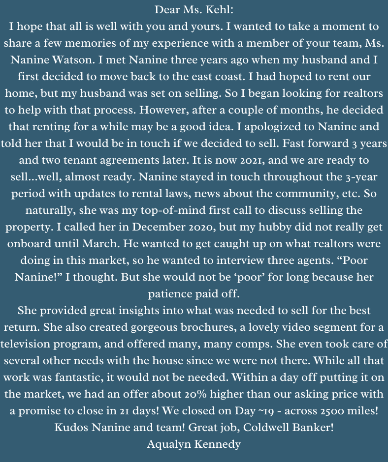 Nanine W. Testimonial 10